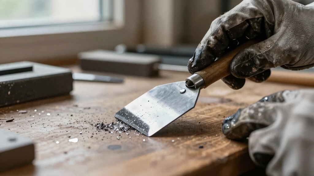 sharpening a paint scraper