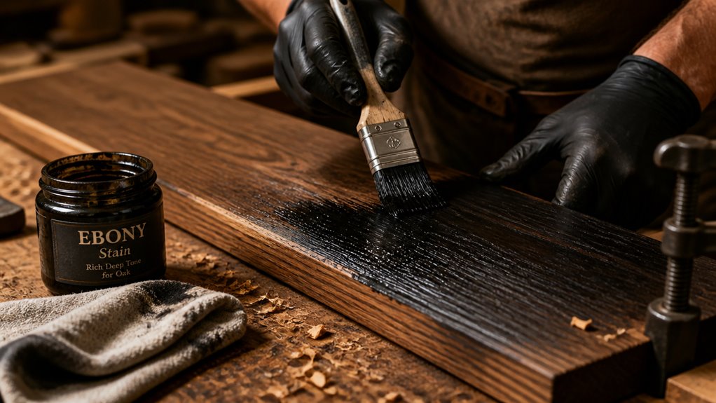 apply black wood stain