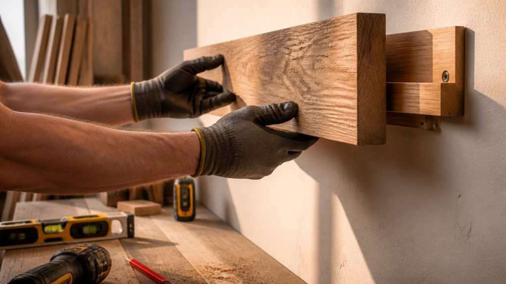 mount wooden boards on wall
